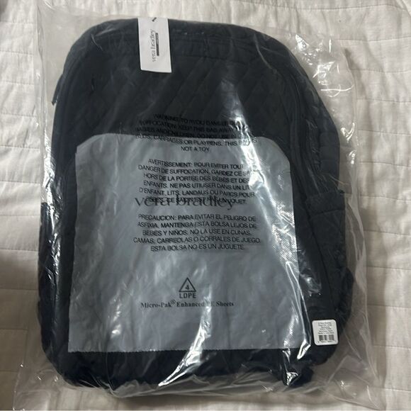 Vera Bradley Black Moonless Night Quilted Polyester Large Laptop Backpack 31 L - Picture 12 of 13